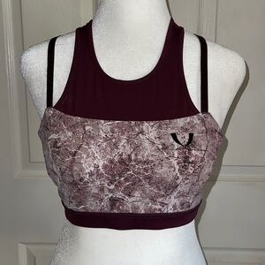 Upper Limit Lifestyle Burgundy Marble Print Sports Bra